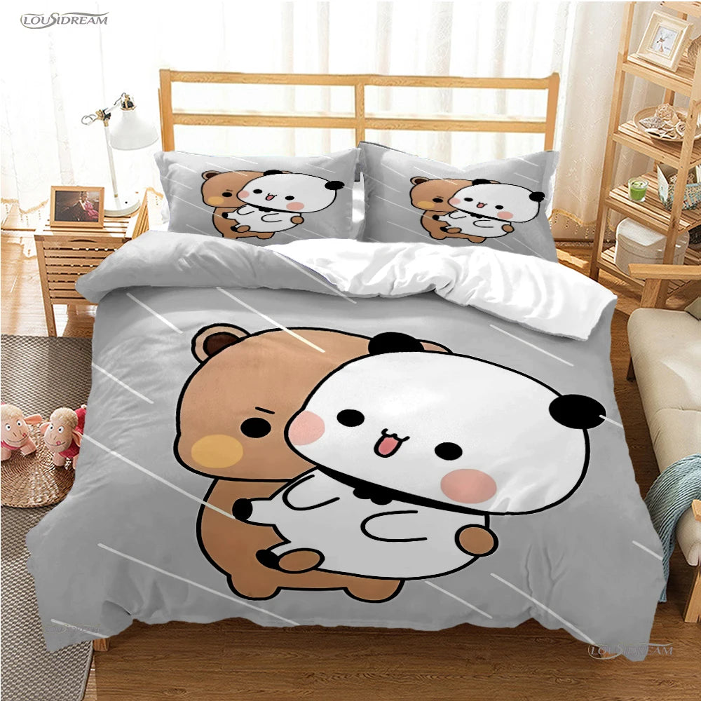 Cute Bubu Dudu Cartoon Bear Panda Duvet Cover kawaii Bedding sets Soft Quilt Cover and Pillowcases